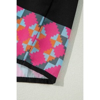 Black Ethnic Print Buttoned V Neck Bell Sleeve Ruffle Patchwork Dress - XL thumbnail