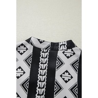 Black Geometric Print V Neck Ruffled Dress - L thumbnail