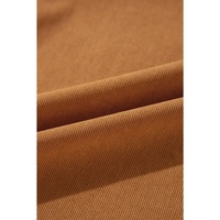 Desert Gold Corduroy Pleated Puff Sleeve Shift Short Dress - L thumbnail