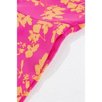 Pink Floral Print Drawstring Tunic Flowy Short Dress - L thumbnail