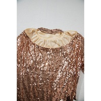 Gold Sequined Long Sleeve Cutout Back Mini Dress - S thumbnail