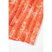 Orange Boho Floral Bishop Sleeve V Neck Tiered Maxi Dress - S thumbnail