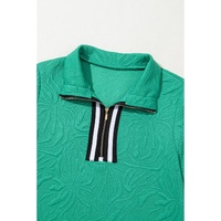 Sea Green Jacquard Textured Quarter Zipper Shift Mini Dress - M thumbnail