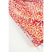 Tomato Red Leopard Print Long Sleeve Hollowed Back Split Mini Dress - M thumbnail