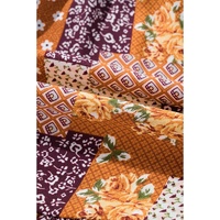 Orange Boho Floral Puff Sleeve Smocked Waist Mini Shirt Dress - L thumbnail