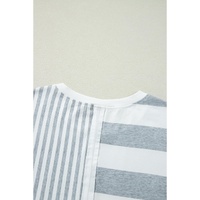 Azura Exchange Gray Stripe Mixed Printed Short Sleeve Shift Mini T Shirt Dress - L thumbnail