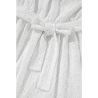 White Lace Sleeveless Knot Hollow Out Back Tied Waist Mini Dress - M thumbnail