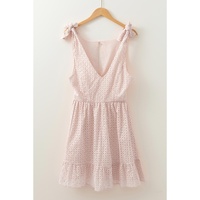 Delicacy Embroidered Eyelets Ruffled Hem Sleeveless Mini Dress - L thumbnail