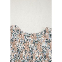 Khaki Maple Grove Floral Smocked Puff Sleeve Long Dress - L thumbnail