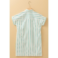 Mint Green St Patricks Striped Wide Short Sleeve Shift Mini Shirt Dress - L thumbnail