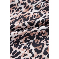 Brown Leopard Print Crew Neck Shift Short T Shirt Dress - L thumbnail