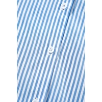Sky Blue Stripe Bubble Short Sleeve Tiered Scallop Long Dress - S thumbnail