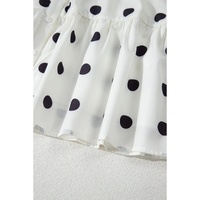 White Polka Dot Print Short Sleeve Collar Buttoned Tiered Babydoll Dress - XL thumbnail