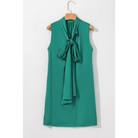 Evergreen Bow Tie Satin Shift Sleeveless Mini Dress - L thumbnail