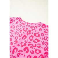 Rose Leopard Puff Sleeve Tie Front High Waist Mini Dress - S thumbnail