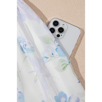 Sky Blue Floral Smocked High Waist Double Ruffle Sleeveless Long Dress - M thumbnail