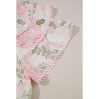 Pink Floral Contrast Edge Layered Short Sleeve Mini Dress - L thumbnail