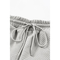 Gray 2pcs Solid Textured Drawstring Shorts Set - XL thumbnail