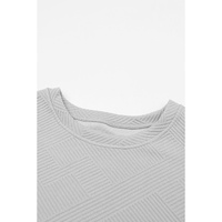 Gray Textured Loose Fit T Shirt and Drawstring Pants Set - S thumbnail