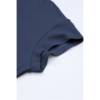 Navy Blue Textured Loose Fit T Shirt and Drawstring Pants Set - M thumbnail