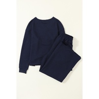 Navy Blue Ultra Loose Textured 2pcs Slouchy Outfit - M thumbnail