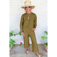Sage Green Solid Quilted Pullover and Pants Outfit - L thumbnail