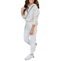 White Quilted Hoodie and Sweatpants Two Piece Set - S thumbnail