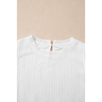 Beige Textured Knit Tank Top and Drawstring Shorts Set - L thumbnail