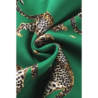 Green Cheetah Print Short Sleeve Shirt and Pants Pajama Set - M thumbnail