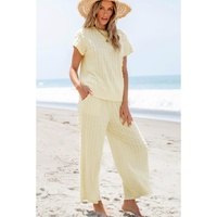 Apricot Metallic Lattice Textured Casual Two Piece Set - XL thumbnail