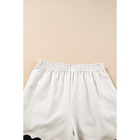 White Ricrac Trim Tank Top Elastic Waist Shorts Set - M thumbnail