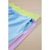 Sky Blue Color Block Detail Casual Two-piece Outfit - M thumbnail