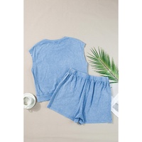 Dusk Blue Mineral Wash Tee and Drawstring Shorts Set - 2XL thumbnail