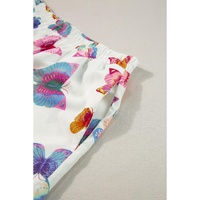 Multicolour Butterfly Pattern Short Sleeve Shirt Pajamas Set - M thumbnail