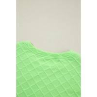 Light Green Checkered Textured Tee and Drawstring Shorts - S thumbnail