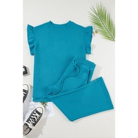 Skobeloff Ruffled Sleeve Summer Top and Cropped Loose Pants Set - XL thumbnail