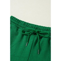 Dark Green Ruffled Sleeve Summer Top and Cropped Loose Pants Set - XL thumbnail
