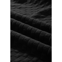 Color black Checkered Textured Split Pullover Top and Pants Set - S thumbnail