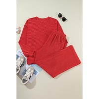 Fiery Red JOLLY Corded Long Sleeve Top and Pockets Pants Set - S thumbnail
