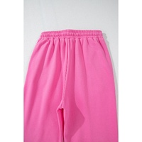 Bright Pink Solid Seamed Zipper Jacket and Drawstring Waist Pants Set - 2XL thumbnail