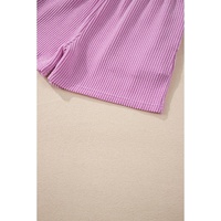 Phalaenopsis Corded Knit Long Sleeve Top and High Waist Shorts Set - M thumbnail