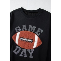 Black GAME DAY Rugby Football Graphic Pullover and Shorts Casual Outfit - S thumbnail