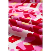Sachet Pink Geometric Print Long Sleeve Top and Drawstring Shorts Set - M thumbnail
