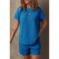 Bluing Solid Textured Crew Neck Short Set - XL thumbnail