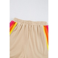 Apricot Striped Accent Pullover and Shorts Two Piece Casual Set - L thumbnail