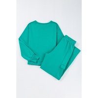 Solid Color Pullover Top and Cargo Pants Set - L thumbnail