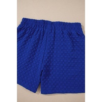 Sky Blue Jacquard Textured Buttoned Tee and Shorts Set - XL thumbnail
