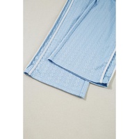 Beau Blue Textured Colorblock Edge Tank Top High Waist Pants Set - S thumbnail