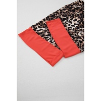 Brown Animal Print Color Contrast Edge Loose Fit Pants Set - XL thumbnail