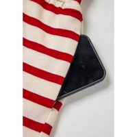 Red Stripe Lace-up Front Top and High Waist Shorts Set - M thumbnail
